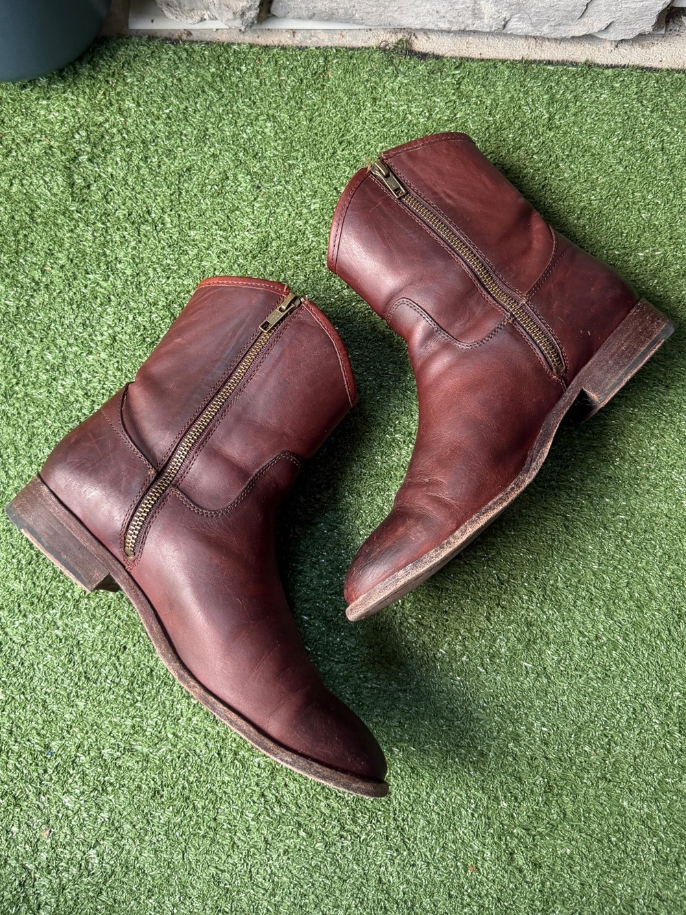Frye Melissa Button Short Zip Brown Leather Women’s Boots - Picture 7 of 12